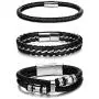 Jstyle 3Pcs Stainless Steel Braided Leather Bracelet for Men Women Leather Wrist Band Cuff Bangle Bracelet Magnetic Clasp 7.5-8.5 inches Jstyle 3Pcs Stainless Steel Braided Leather Bracelet for Men Women Leather Wrist Band Cuff Bangle Bracelet Magnetic Clasp 7.5-8.5 inches