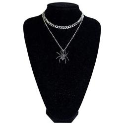 yiwushidaili Vintage Gothic Spider Earrings Necklace Set Punk Style Black Spider Insect Animal Chain Pendant Necklace Dangle Earrings Halloween Party Spider Jewelry for Men Women