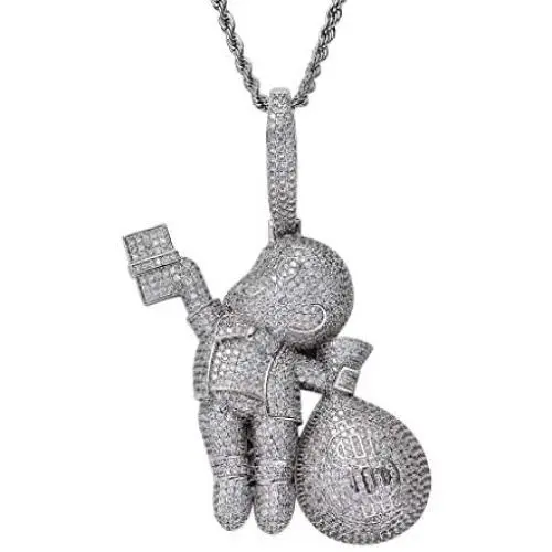 KMASAL Money Bag Cash Men Pendant Necklace Hip Hop Iced Out Bling Lab Diamond Cubic Zircon 18K Gold Plated Chain Necklace Jewelry for Men Women with Stainless Steel Rope Chain KMASAL Money Bag Cash Men Pendant Necklace Hip Hop Iced Out Bling Lab Diamond Cubic Zircon 18K Gold Plated Chain Necklace Jewelry for Men Women with Stainless Steel Rope Chain