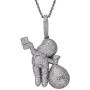 KMASAL Money Bag Cash Men Pendant Necklace Hip Hop Iced Out Bling Lab Diamond Cubic Zircon 18K Gold Plated Chain Necklace Jewelry for Men Women with Stainless Steel Rope Chain
