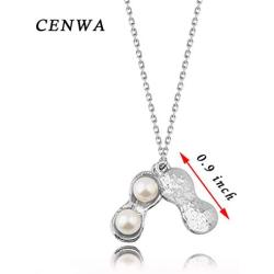 CENWA Pearl Peanut Pendant Necklace Mom of Twins Necklace Mother Daughter Jewelry Mommy to Be Twin Mom Gift Valentines Day Gifts