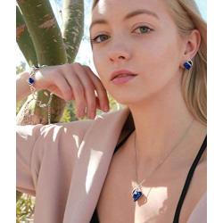 Leafael Infinity Love Crystal Heart Bundle Jewelry Set Lapis Lazuli Cobalt Blue Gifts for Women Necklace Earrings Bracelet, Silver-Tone