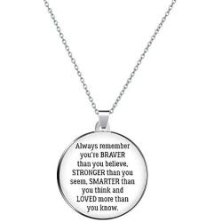 Elegant Chef Inspirational Jewelry Necklace- Always Remember You are Braver Than You Believe- Gift for Men Women