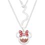 Disney Birthstone Women and Girls Jewelry Minnie Mouse Silver Plated Shaker Pendant Necklace, 18+2'' Extender