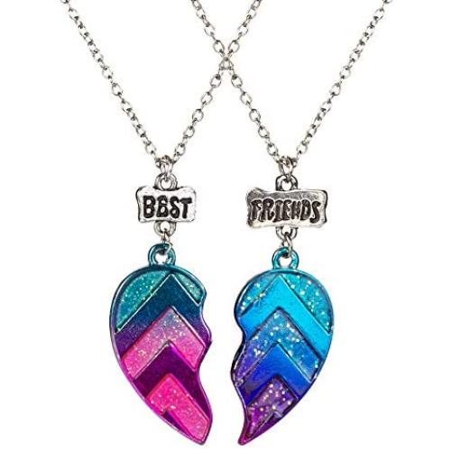 Best Friends Half Heart Pendant Necklace for Children, Kids Best Friend Jewelry,Friendship Gift Girls BFF Necklaces-Love