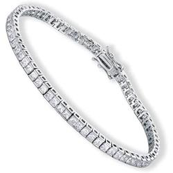 SHKA 925 Sterling Silver Square Cut Tennis Bracelet 18K Women’s Bracelet CZ Bracelets with Sparking Cubic Zirconia