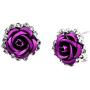 HSQYT Rose Flower Stud Earrings Silver Plated Simulated Coral Rose Crystal Earrings Lovely Simple Floral Charm Stud Earring Fashion Jewelry for Women Girl 20mm (Purple Rose Earring)