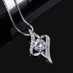 B.Catcher Twist Pendant Necklace 925 Sterling Silver Cubic Zirconia with 45 cm Chain