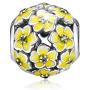 CKK Flower Charm Fit Pandora Bracelet Purple Enamel Plumeria Spacer Bead Charms for Bracelets DIY Women Jewelry 925 Sterling Silver (Yellow Bead)