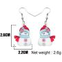NEWEI Cute Acrylic Cartoon Christmas Snowman Earrings Drop Dangle Decoration Costumes Jewelry for Women Girls Gift New Year