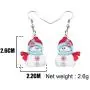 NEWEI Cute Acrylic Cartoon Christmas Snowman Earrings Drop Dangle Decoration Costumes Jewelry for Women Girls Gift New Year