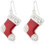RareLove Cute Christmas Red Stocking Sock Piercing Dangle Earrings Bling Crystal CZ Silver Plated Alloy Holiday Jewelry For Women Girls