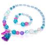 Unicorn Rainbow Jewelry Sets,Toddler Girls Unicorn Necklace Bracelet,Little Girls Chunky Bubblegum Beads Necklace(Blue)