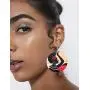 Sunssy 12Pairs African Dangle Earring Women Round Wooden Painted Earring Ethnic Style (12 Pair style 2)