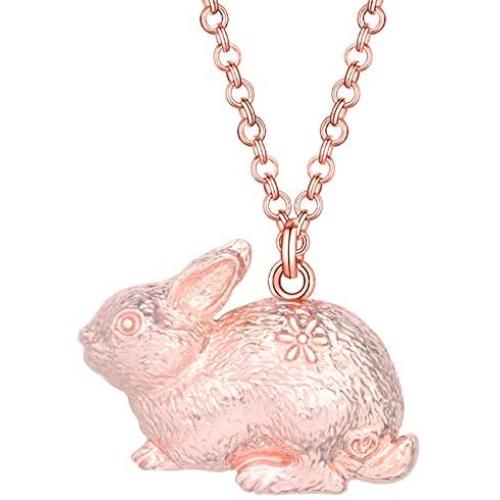 WEVENI Alloy Antique Gold Silver Plated Easter Bunny Rabbit Necklace Pet Pendant Jewelry for Women Girls Gift