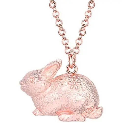 WEVENI Alloy Antique Gold Silver Plated Easter Bunny Rabbit Necklace Pet Pendant Jewelry for Women Girls Gift WEVENI Alloy Antique Gold Silver Plated Easter Bunny Rabbit Necklace Pet Pendant Jewelry for Women Girls Gift