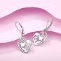 YL Mother and Daughter Earrings Sterling Silver Mum Hold Child Heart Dangle Drop Earrings Jewelry for Mom