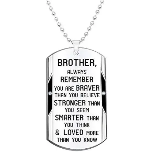 Brother Inspirational Jewelry Necklace Gift- Always Remember You are Braver Stronger Smarter Brother Inspirational Jewelry Necklace Gift- Always Remember You are Braver Stronger Smarter