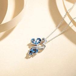 FANCIME September Birthstone Sterling Silver Butterfly Necklace Synthetic Blue Spinel Created Sapphire Dainty Pendant Fine Gifts Jewelry for Women Girls 18''