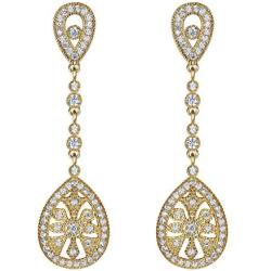 EVER FAITH Bridal Art Deco Classical Gatsby Inspired Pave Cubic Zirconia Chandelier Pierced Earrings