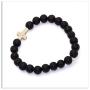 Xusamss Fashion 8mm Lava Rock Essential Oil Diffuser Bracelet Religious Cross Elastic Link Bracelet,7 1/2 Wrist