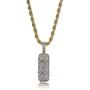 TOPGRILLZ 14K Gold Plated Iced Out CZ Hollow Xanax Pill Bar Pendant Necklace with 24” Rope Chain