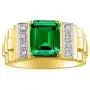 RYLOS Mens Rings Yellow Gold Plated Silver Designer Style 10X8MM Emerald Cut Shape Gemstone & Genuine Diamonds Color Stone Birthstone Rings For Men, Mens Rings, Silver Rings, Sizes 8,9,10,11,12,13