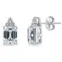 BERRICLE Rhodium Plated Sterling Silver Emerald Cut Cubic Zirconia CZ Solitaire Bridal Bridesmaid Fashion Necklace and Earrings Set BERRICLE Rhodium Plated Sterling Silver Emerald Cut Cubic Zirconia CZ Solitaire Bridal Bridesmaid Fashion Necklace and Earrings Set