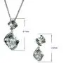 HAZZAR Real 925 Sterling Silver with Natural Green Square-Shape Amethyst and White Cubic-Zirconia Necklace & Dangle Earrings Set HAZZAR Real 925 Sterling Silver with Natural Green Square-Shape Amethyst and White Cubic-Zirconia Necklace & Dangle Earrings Set