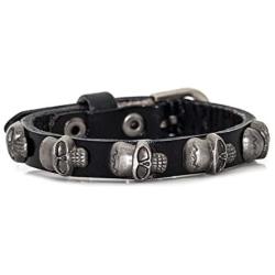 Mgutillart Punk Vintage Alloy Belt Buckle Bracelet Skull Leather Cuff Bracelet