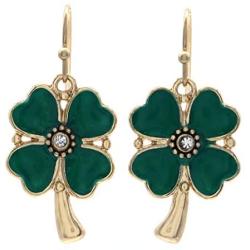 SoulBreezeCollection St. Patricks Day Irish Good Luck Charm Shamrock 4 Leaf Clover Earrings