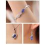 Graces Dawn Beautiful Cubic Zirconia with Platinum Plated Chain Necklace Angel Elf Pendant Mosaic Crystal Necklace Bracelet and Earrings Set Necklace 18'' (Royal Blue)