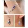 Graces Dawn Beautiful Cubic Zirconia with Platinum Plated Chain Necklace Angel Elf Pendant Mosaic Crystal Necklace Bracelet and Earrings Set Necklace 18'' (Royal Blue)