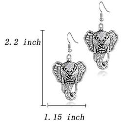 Boho Style Elephant Lava Stone Essential Oil Diffuser Earrings Antique Silver Plated Dangle Earrings Aromatherapy Earrings for women