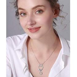 S925 Sterling Silver Jewelry Open Nurse Stethoscope Pendant Ring Holder Necklace Wedding Engagement Anniversary Keepsake Gift for Her, Wife, Girlfriend