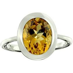 RB Gems Sterling Silver 925 Ring Genuine Gemstone Oval 10x8 mm with Rhodium-Plated Finish, Bezel-Setting