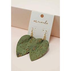 Miracle Collection Natural Vegan Genuine Cork Leather Folded Petal Teardrop with Gold Flecks Fall Fashion Dangle Lightweight Earring For Women and Girls