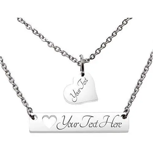 Fanery Sue Personalized Custom Engraved Name 316L Stainless Steel Horizontal Bar Necklace Fanery Sue Personalized Custom Engraved Name 316L Stainless Steel Horizontal Bar Necklace