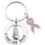 CENWA Breast Cancer Awareness Keychain Pink Rhinestone Ribbon Charm Jewelry Breast Cancer Support Gift Fighting Back Keychain