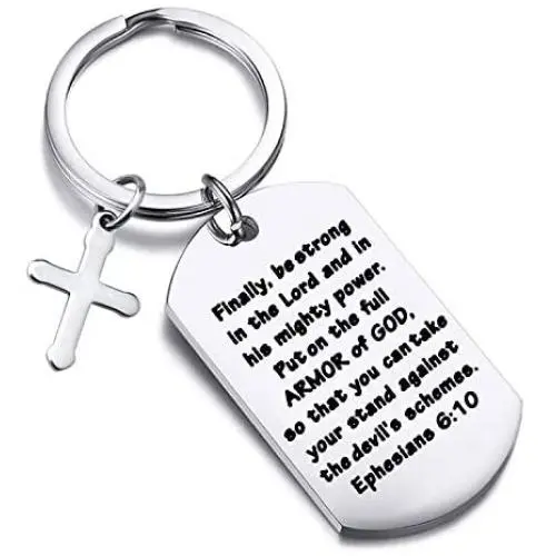 FUSTMW Christian Keychain Bible Verse Gifts Armor of God Cross Charm Ephesians 6:10 Religious Jewelry Confirmation Gifts FUSTMW Christian Keychain Bible Verse Gifts Armor of God Cross Charm Ephesians 6:10 Religious Jewelry Confirmation Gifts
