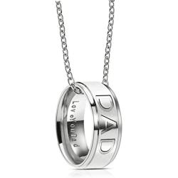 Silove Love You Dad Mom Stainless Steel Necklace for Men Women Dad Birthday Gifts Jewelry