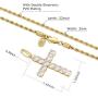KRKC&CO Cross Pendant, Hip Hop Pendant with 3mm 22'' Rope Chain, Prong-Setting 5A CZ Stones, Iced Out Hip Hop Jewelry Street-wear Urban Style for Men & Women