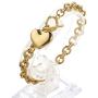 Heart Pendant Necklace and Bracelet Chain Set Gold Silver Stainless Steel Love Heart Pendant Choker Necklace with Toggle Clasp for Women Girls Gifts