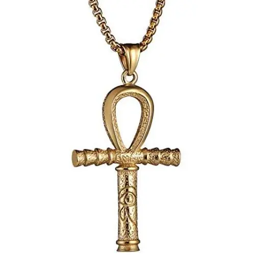 HZMAN Ankh Cross Stainless Steel Horus Eye Pendant Ancient Egyptian Protection Necklace 22 + 2 inch Chain HZMAN Ankh Cross Stainless Steel Horus Eye Pendant Ancient Egyptian Protection Necklace 22 + 2 inch Chain