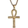 HZMAN Ankh Cross Stainless Steel Horus Eye Pendant Ancient Egyptian Protection Necklace 22 + 2 inch Chain