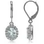 Silvershake 1.94ct. Oval Shape 8x6mm Genuine Aquamarine White Gold Plated 925 Sterling Silver Halo Leverback Earrings Silvershake 1.94ct. Oval Shape 8x6mm Genuine Aquamarine White Gold Plated 925 Sterling Silver Halo Leverback Earrings