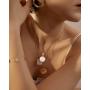Glimmerst 18K Gold Plated Stainless Steel Initial Necklace White Shell Round Coin Letter Pendant Necklace Personalized Name Necklace for Women Girls