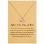 Zealmer Dainty 18K Gold Plated Compass World Map Pendant Necklace Graduation Gift for Friends