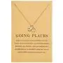 Zealmer Dainty 18K Gold Plated Compass World Map Pendant Necklace Graduation Gift for Friends
