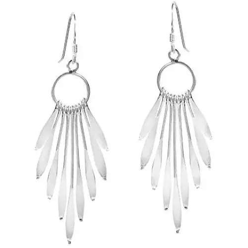 Shimmering Fan of .925 Sterling Silver Dangle Earrings Shimmering Fan of .925 Sterling Silver Dangle Earrings